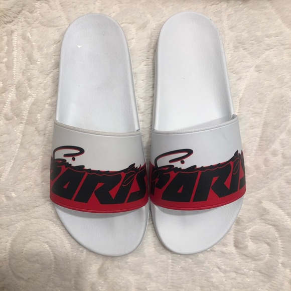 red and white givenchy slides